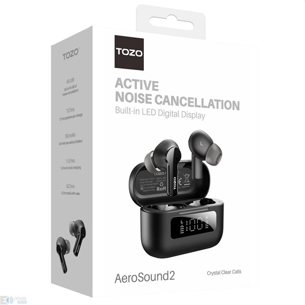 TOZO Aerosound 2 NC True Wireless Bluetooth fekete fülhallgató