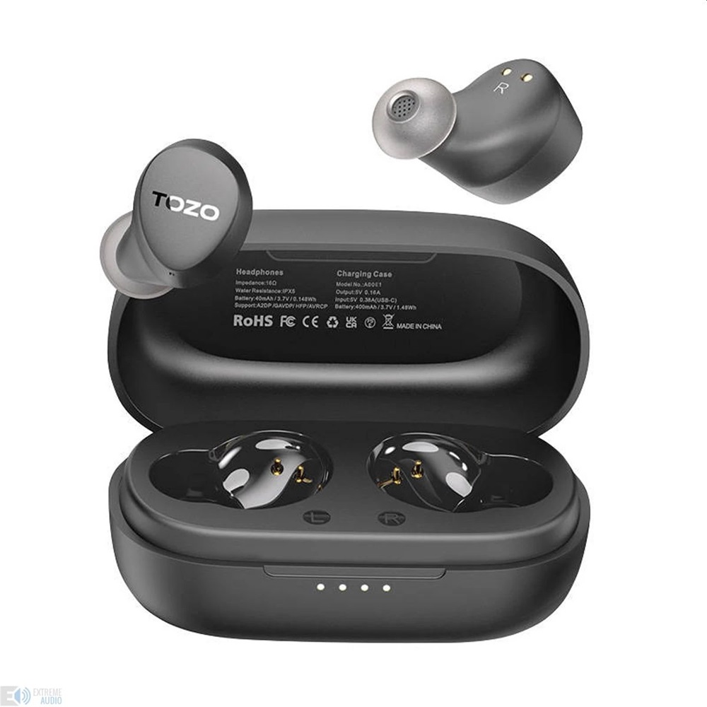 TOZO Agile Dots True Wireless Bluetooth fekete fülhallgató