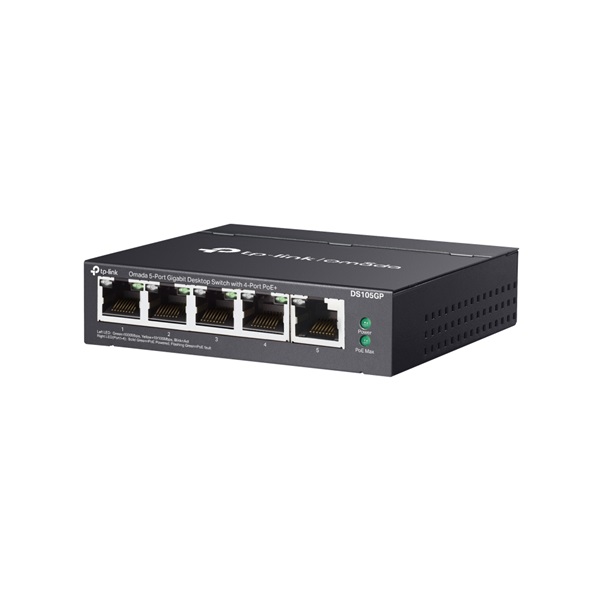 TP-Link DS105GP Omada 5x GbE LAN 4xPoE+ port nem menedzselhető asztali switch