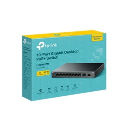 TP-Link LS1210GP 8xGbE PoE+ LAN 1xGbE LAN 1xGbE SFP port nem menedzselhető asztali PoE Switch