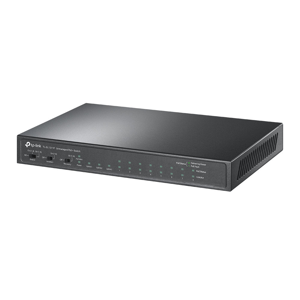 TP-Link TL-SL1311P 8x10/100Mbps LAN port 8xPoE+ 2xGbE LAN 1xGbE SFP port nem menedzselhető asztali switch