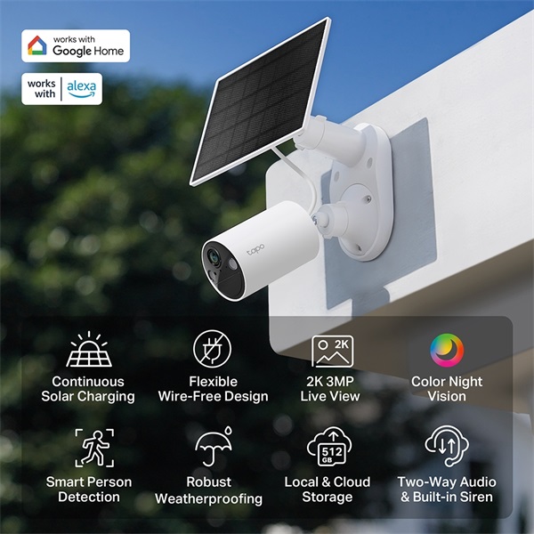 TP-Link Tapo C410 KIT 2K 3MP IP65 kültéri Napelemes biztonsági Wi-Fi kamera szett