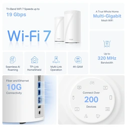 TP-LINK Deco BE85(2-pack) BE19000 2db - fehér háromsávos otthoni mesh Wi-Fi 7 rendszer