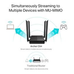 TP-Link Archer A64 AC1200 fekete vezeték nélküli MU-MIMO Wi-Fi router