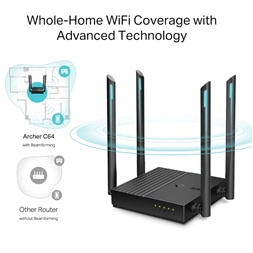 TP-Link Archer A64 AC1200 fekete vezeték nélküli MU-MIMO Wi-Fi router