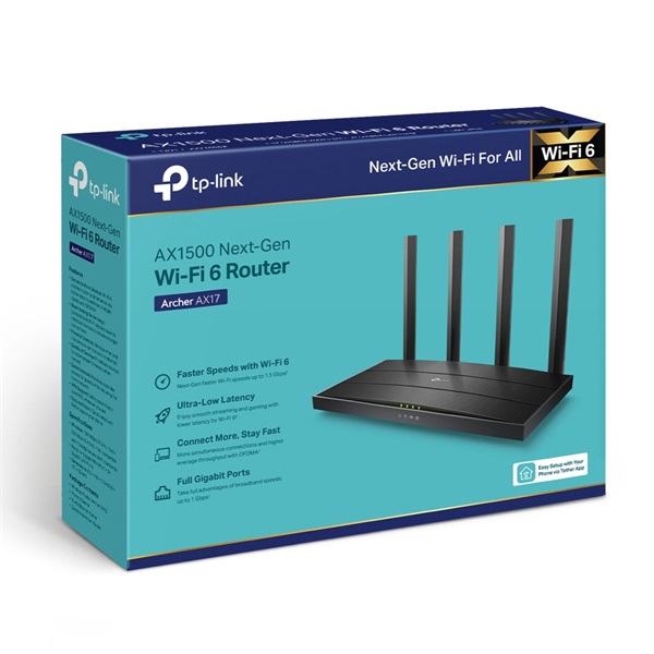 TP-Link Archer AX17 AX1500 fekete kétsávos Wi-Fi 6 router - R