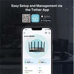 TP-Link Archer BE400 BE6500 fekete kétsávos Wi-Fi 7 router