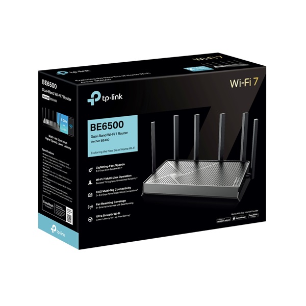 TP-Link Archer BE400 BE6500 fekete kétsávos Wi-Fi 7 router