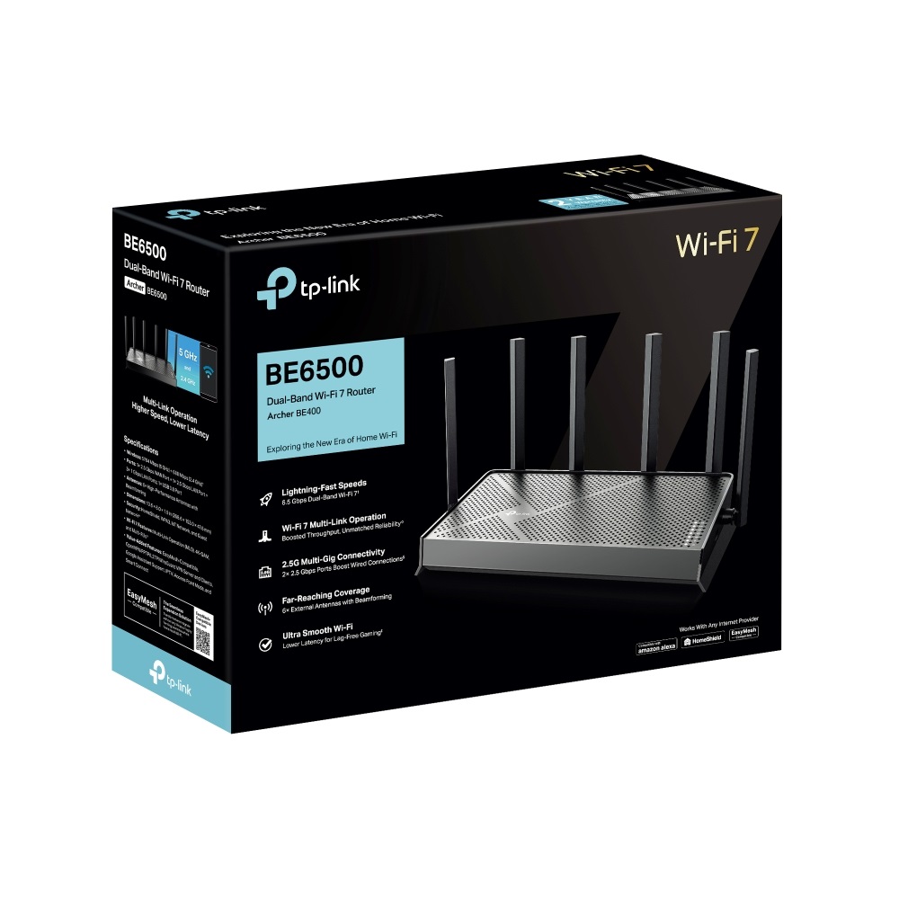 TP-Link Archer BE400 BE6500 fekete kétsávos Wi-Fi 7 router
