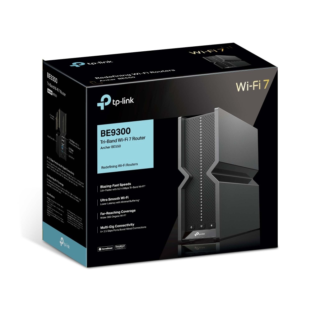 TP-Link Archer BE550 BE9300 fekete háromsávos Wi-Fi 7 router