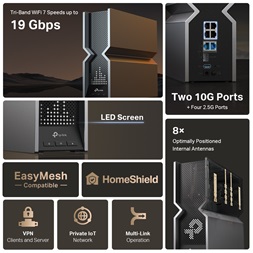 TP-Link Archer BE800 BE19000 háromsávos Wi-Fi 7 router