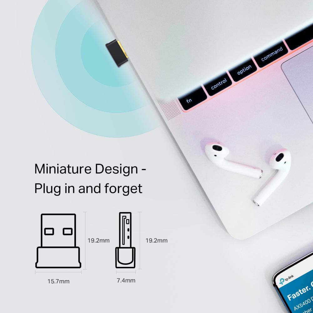 TP-Link Archer T2UB Nano AC600 Nano Dual-Band Vezeték nélküli Bluetooth 4.2 USB Adapter