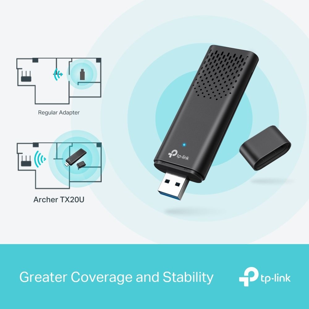 TP-Link Archer TX20U AX1800 kétsávos vezeték nélküli Wi-Fi 6 fekete USB adapter