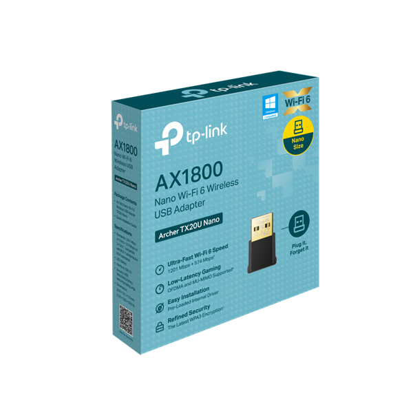 TP-Link Archer TX20U Nano AX1800 nano vezeték nélküli Wi-Fi 6 fekete USB adapter