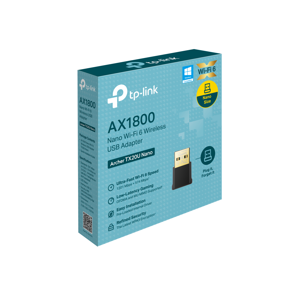 TP-Link Archer TX20U Nano AX1800 nano vezeték nélküli Wi-Fi 6 fekete USB adapter