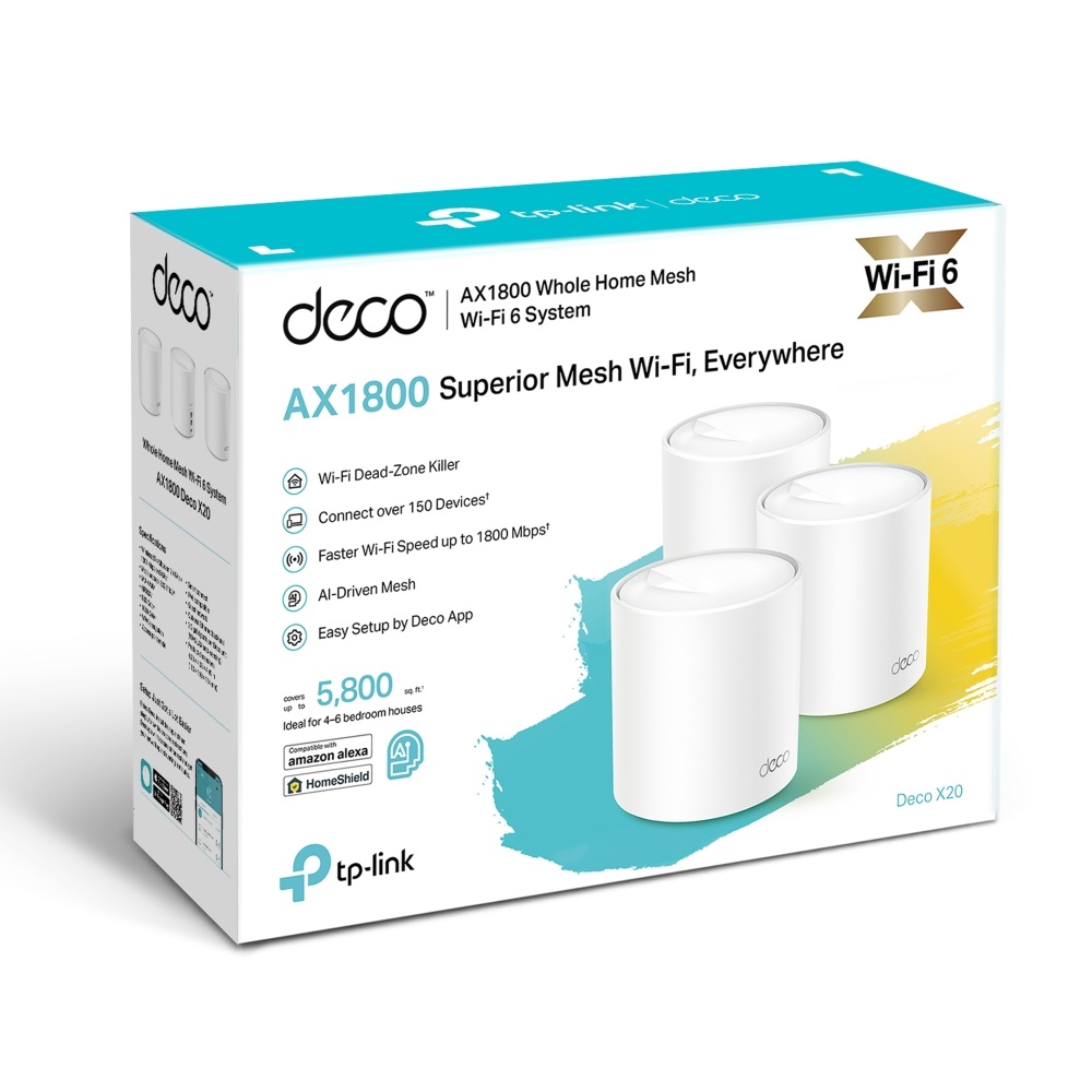 TP-Link DECO X20 AX1800 Whole Home Mesh Wi-Fi 6 802.11ax vezeték nélküli rendszer (3db-os)