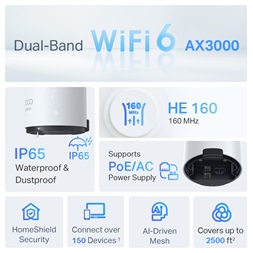 TP-Link DECO X50-Outdoor AX3000 Whole Home Mesh Wi-Fi 6 802.11ax Kültéri Vezeték nélküli rendszer (1db-os)