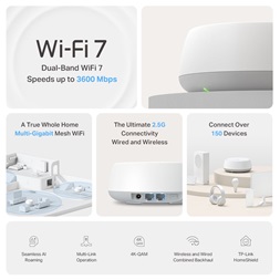 TP-Link Deco BE25(2-pack) BE3600 fehér otthoni mesh Wi-Fi 7 rendszer (2db)