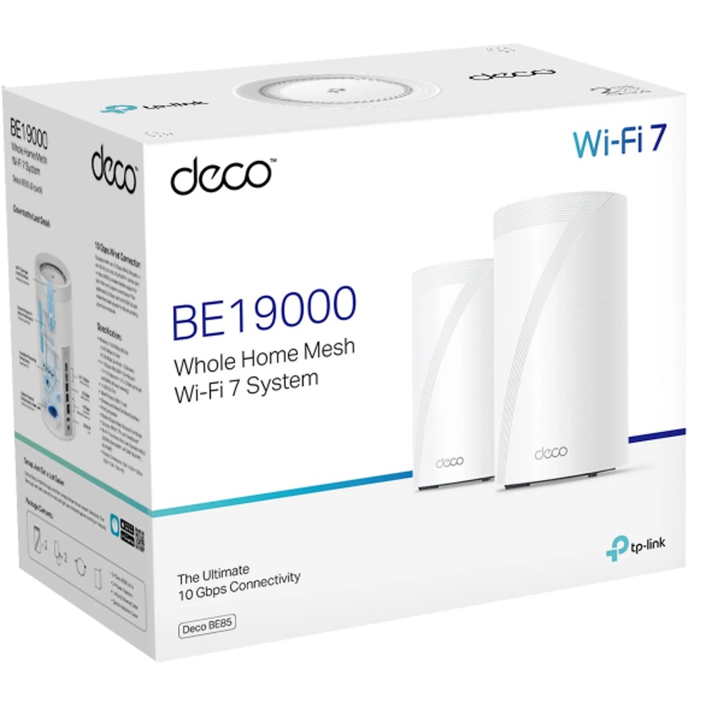 TP-Link Deco BE85(2-pack) BE19000 fehér háromsávos otthoni mesh Wi-Fi 7 rendszer (2db)