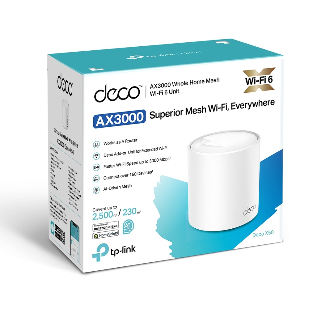 TP-Link Deco X50(2-pack) AX3000 fehér otthoni Mesh Wi-Fi 6 egység (2db)