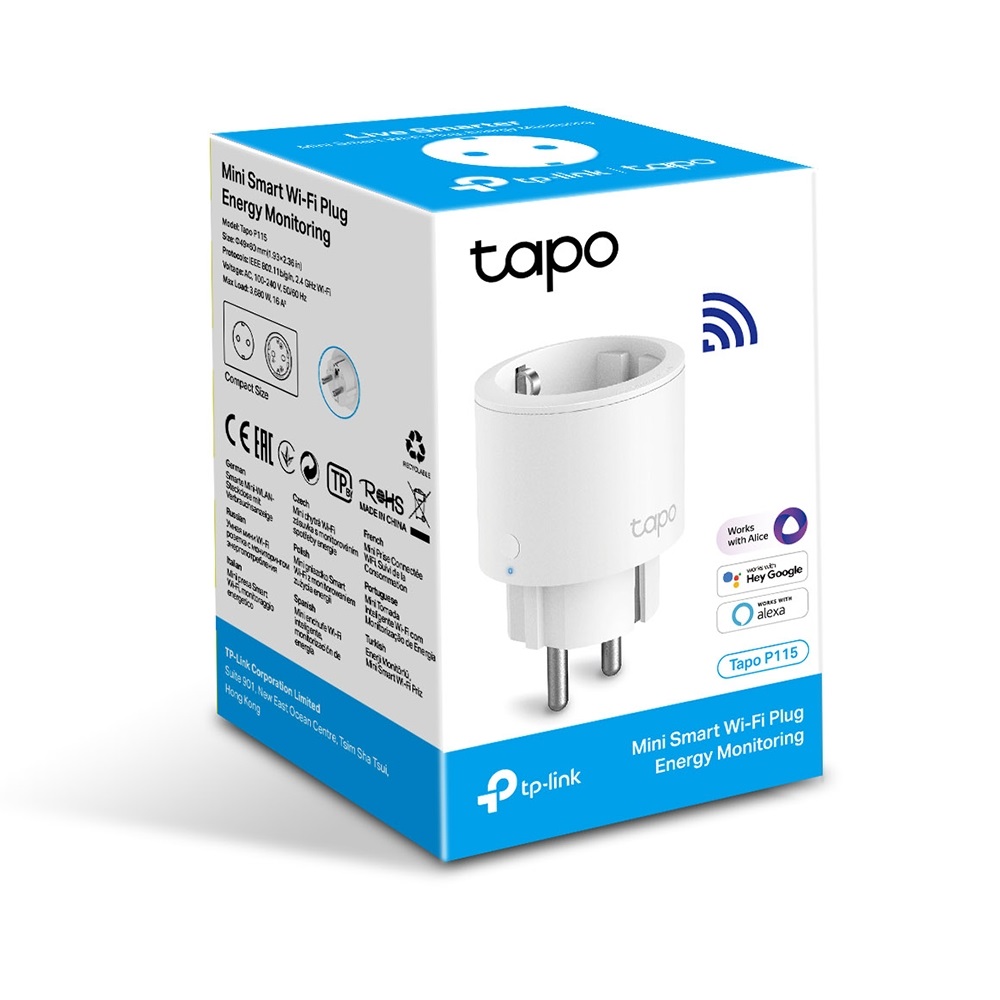 TP-Link P115 Mini Smart Wi-Fi-s Fogyasztásmérős Konnektor (1db-os)