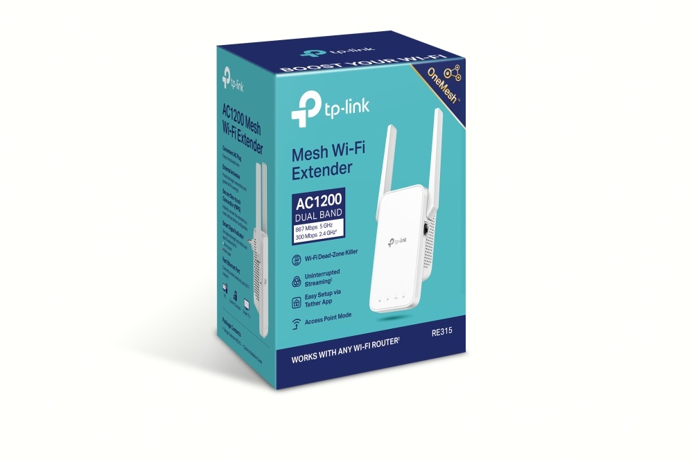 TP-Link RE315 AC1200 Mesh Wi-Fi tartomány bővítő, hatótávnövelő