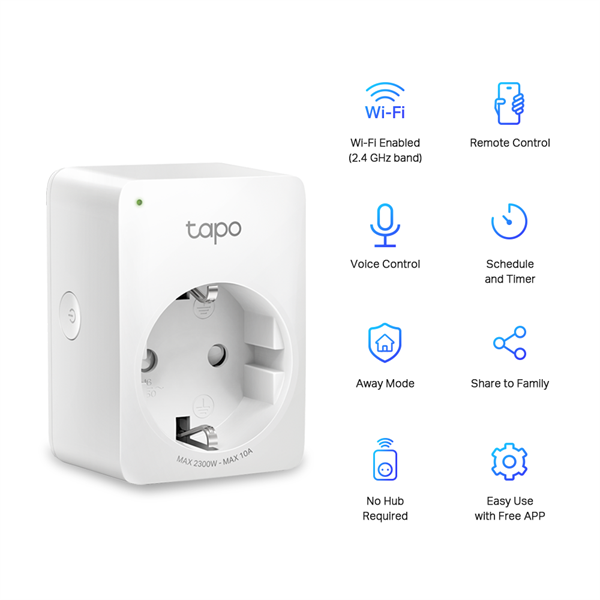 TP-Link TAPO P100(1-pack) fehér Wi-Fi aljzat