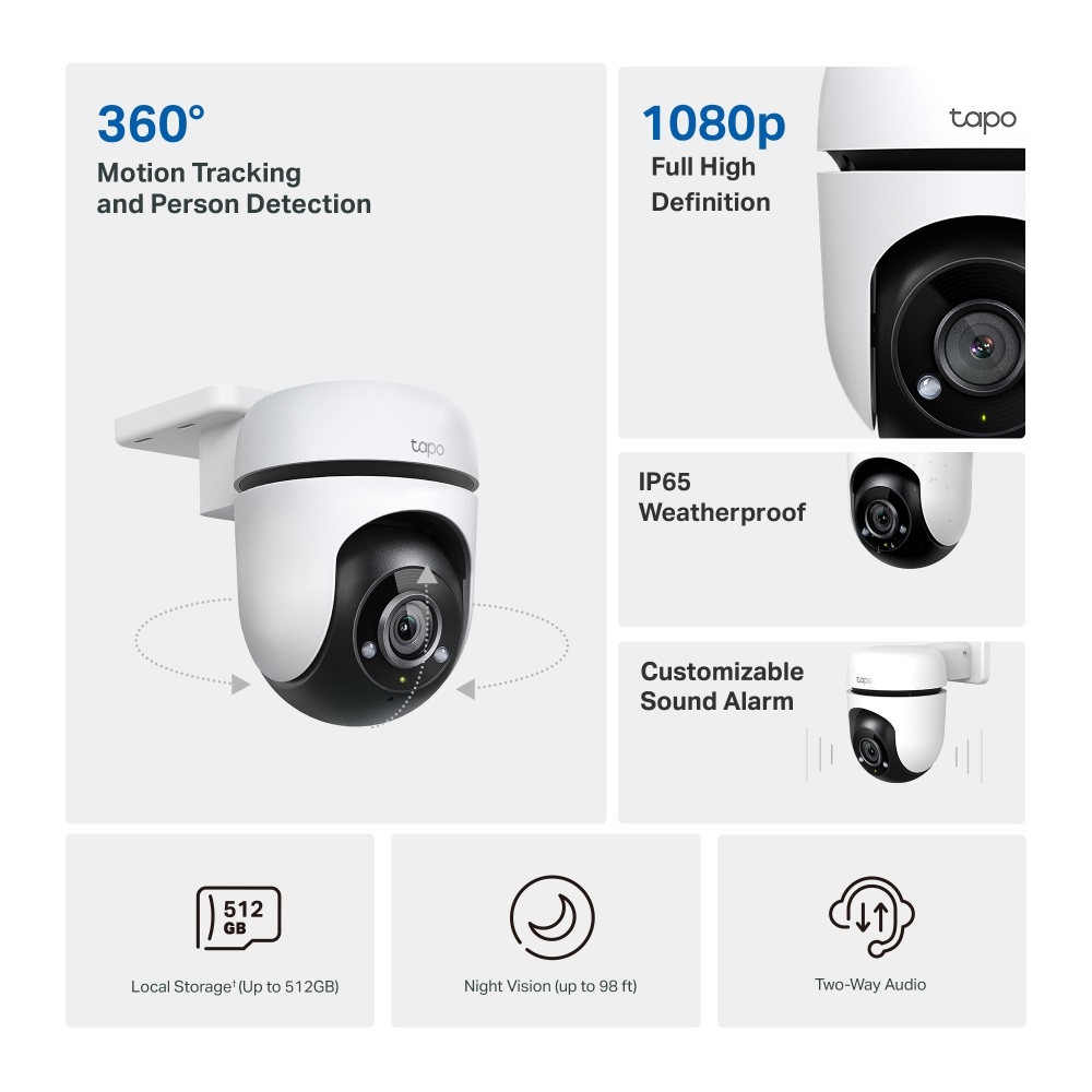TP-Link TC40 FullHD IP65 Night Vision fehér kültéri biztonsági Wi-Fi kamera -R