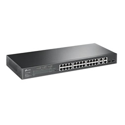 TP-Link TL-SL2428P JetStream 24x 10/100FE PoE+ LAN, 2xGbE RJ45/SFP Combo port menedzselhető PoE+ switch