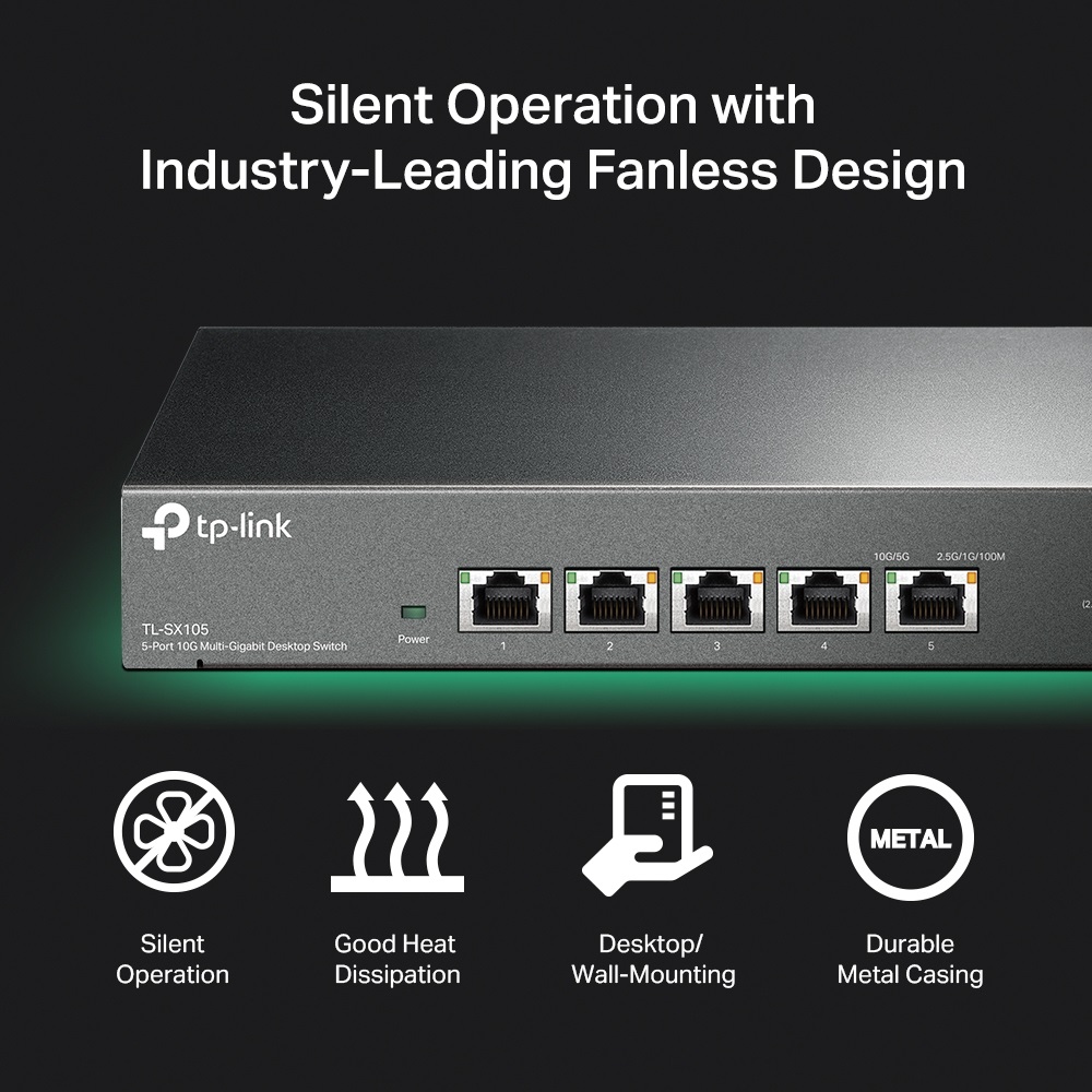 TP-Link TL-SX105 5x10GbE LAN port nem menedzselhető asztali switch