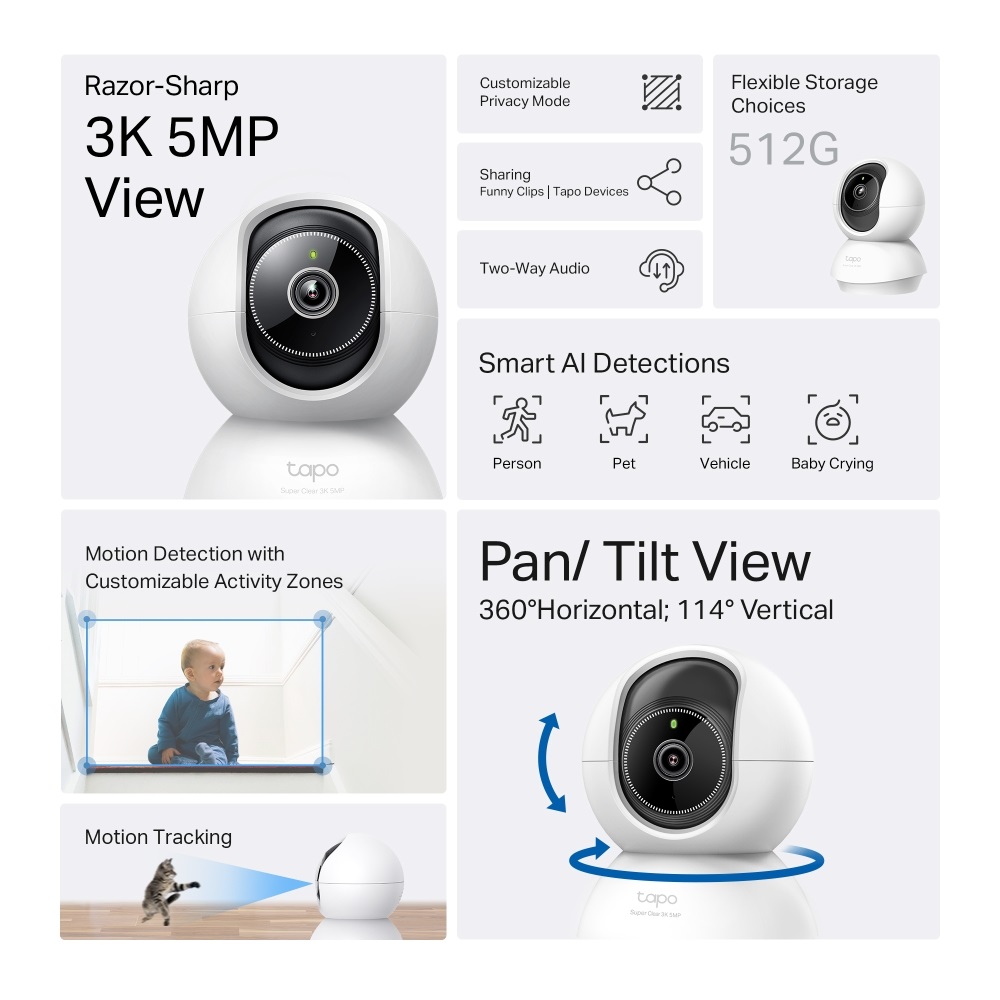 TP-Link Tapo C230 otthoni AI biztonsági Wi-Fi kamera -R