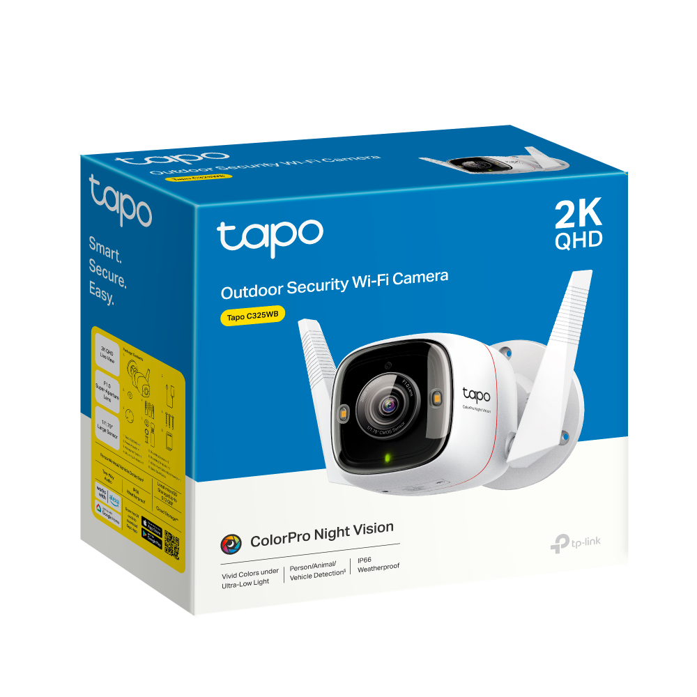 TP-Link Tapo C325WB 2K QHD 4MP IP66 Night Vision fehér kültéri biztonsági Wi-Fi kamera