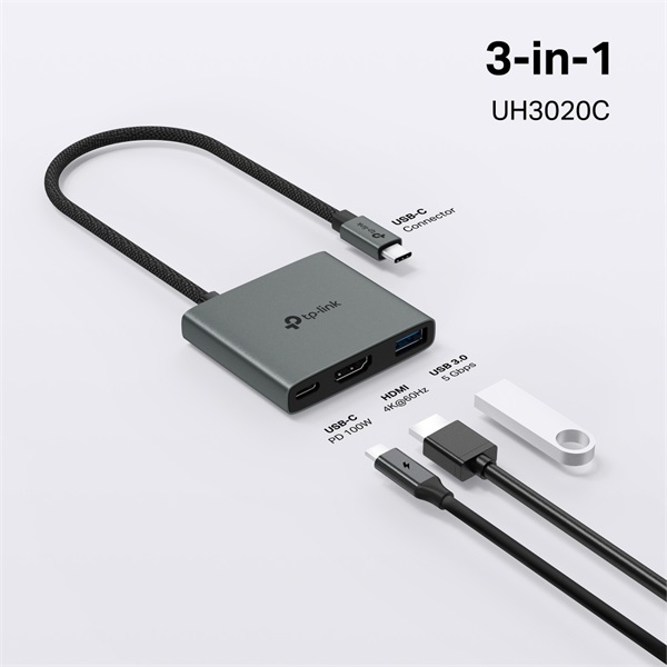 TP-Link UH3020C 3in1 szürke USB-C HUB