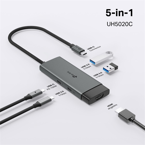TP-Link UH5020C 5in1 szürke USB-C HUB