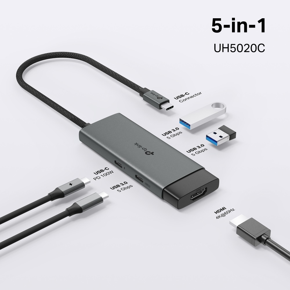 TP-Link UH5020C 5in1 szürke USB-C HUB