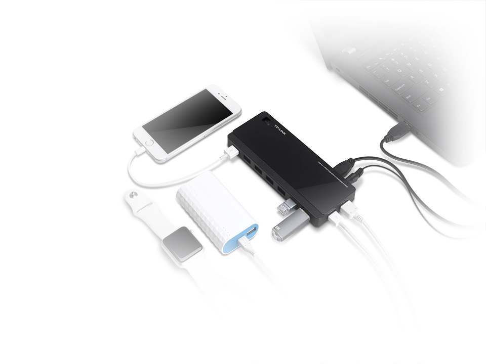 TP-Link UH720 7portos USB3.0 HUB táppal