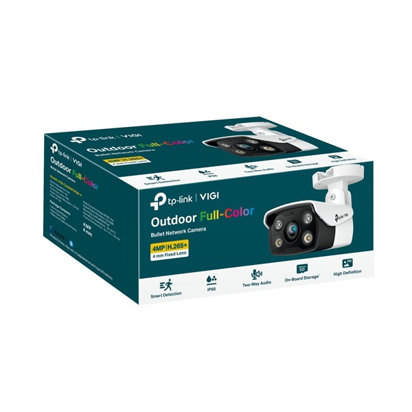 TP-Link VIGI C340 /4MP/6mm/kültéri/H265/IR30m/SD/Smart Detection/kétirányú hang/Full-Color IP csőkamera