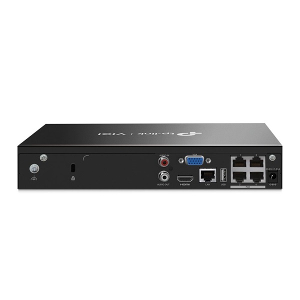 TP-Link VIGI NVR1004H-4P-2TB /4 csatorna/H265+/80Mbps rögzítés/Beépített 2TB HDD/4x PoE+ (53W) hálózati rögzítő (NVR)