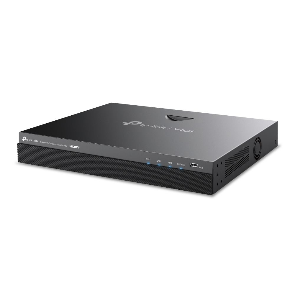 TP-Link VIGI NVR2008H-8MP /8 csatorna/H265+/80Mbps rögzítés/2x SATA/8x PoE+ (93W) hálózati rögzítő (NVR)
