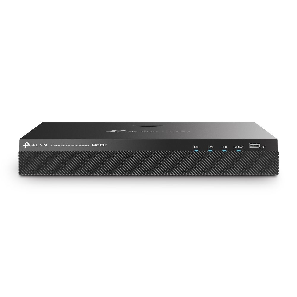 TP-Link VIGI NVR2016H-16P /16 csatorna/H265+/80Mbps rögzítés/2x SATA/16x PoE+ hálózati rögzítő (NVR)