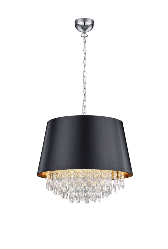 TRIO 309300302 Loreley 50 cm átmérő, fekete függő mennyezeti lámpa