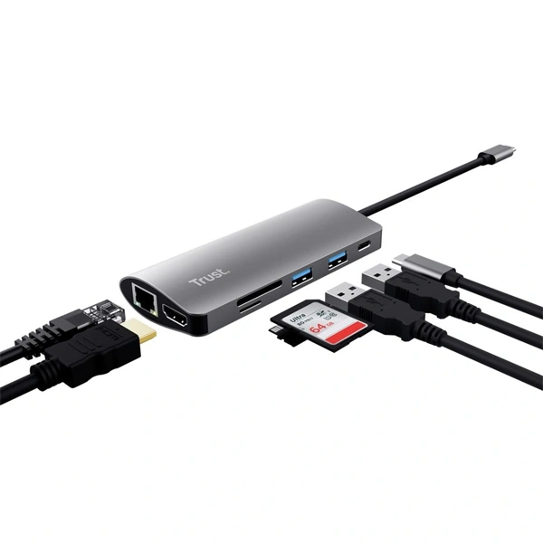 TRUST Hétfunkciós USB-C többportos adapter 23775 (Dalyx 7-in-1 USB-C Multiport Adapter)