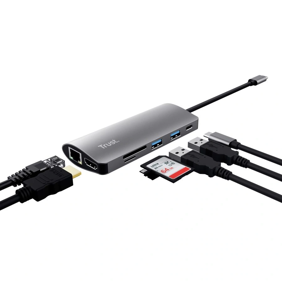 TRUST Hétfunkciós USB-C többportos adapter 23775 (Dalyx 7-in-1 USB-C Multiport Adapter)
