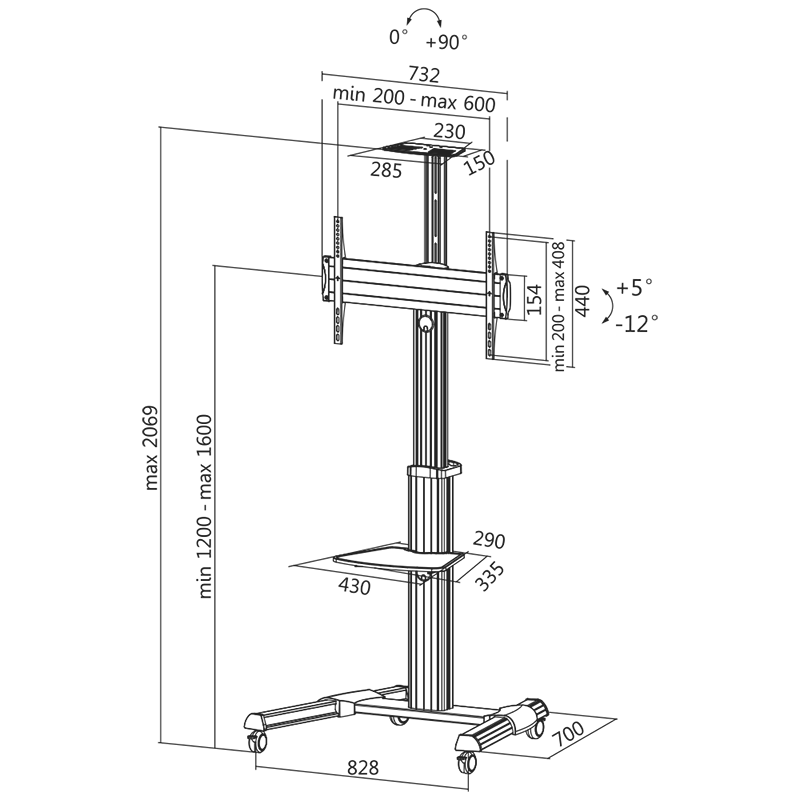 Logilink BP0025 TV stand, adjustable TV height, 37–65“, max. 50 kg