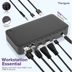 Targus Univerzális USB-C® DV4K dokkolóállomás (100W, 4K, 2 HDMI, 2 DisplayPort, 4x USB-A, 1x USB-C, Ethernet, audio)