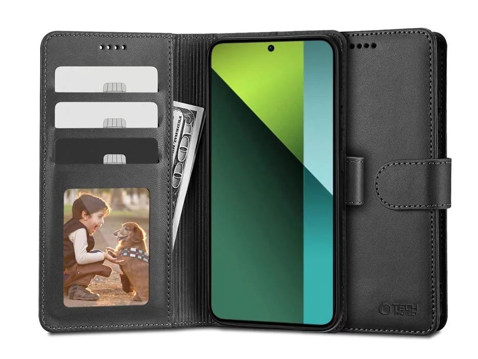 Tech Protect TP300082 Xiaomi Redmi Note 13 Pro 5G/Poco X6 5G fekete Wallet flipes bőrtok