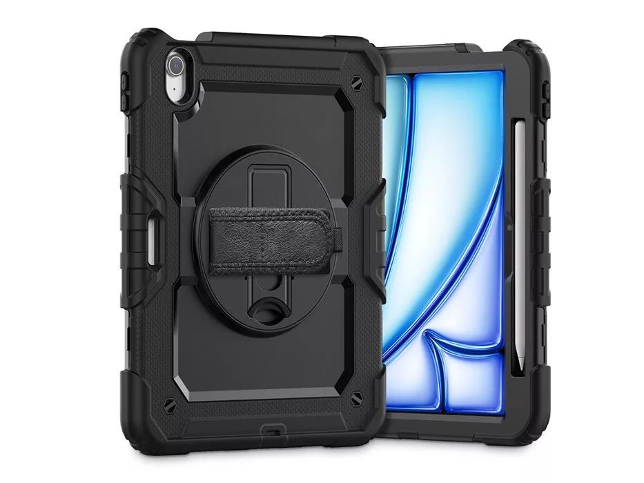 Tech-Protect TP308736 iPad Air 6 (2024) 11.0 fekete ütésálló tablet tok 4H kijelzővédő üveggel