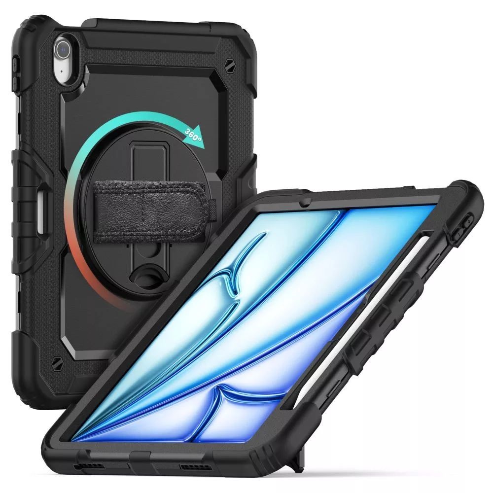 Tech-Protect TP308736 iPad Air 6 (2024) 11.0 fekete ütésálló tablet tok 4H kijelzővédő üveggel