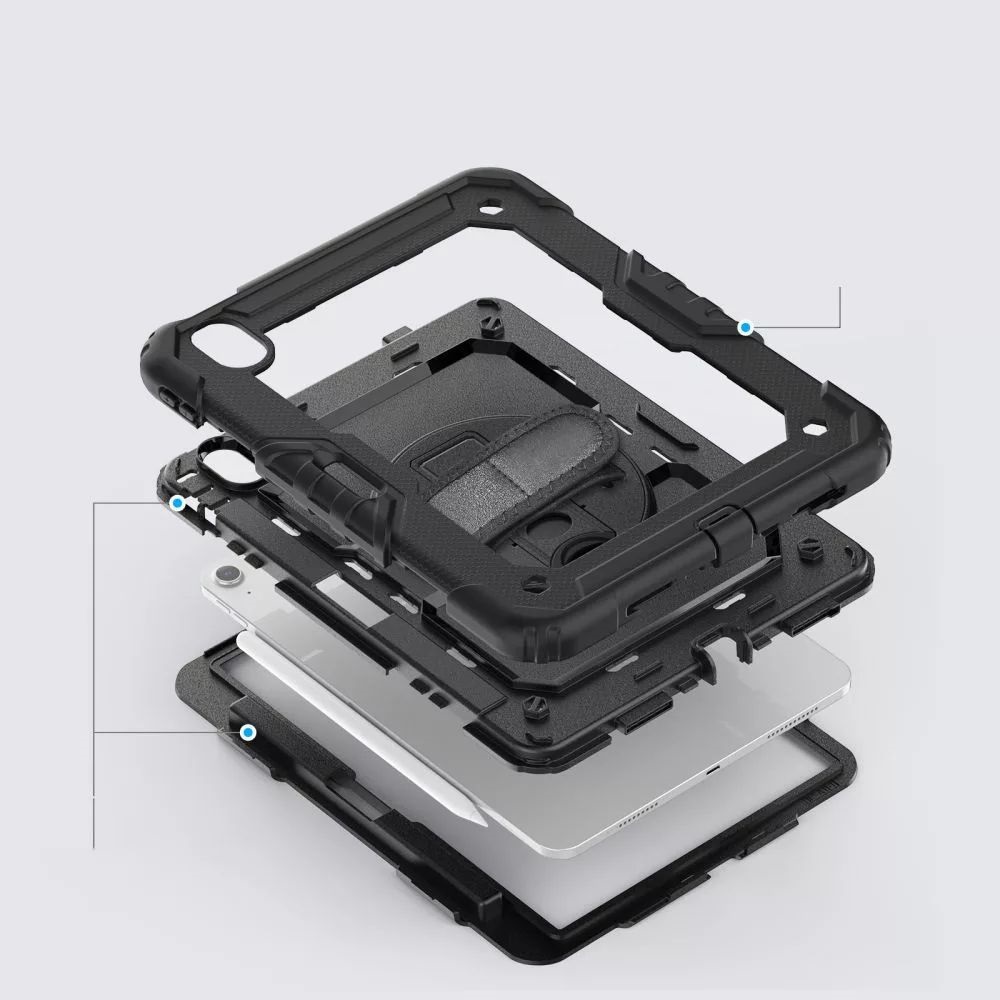 Tech-Protect TP308736 iPad Air 6 (2024) 11.0 fekete ütésálló tablet tok 4H kijelzővédő üveggel