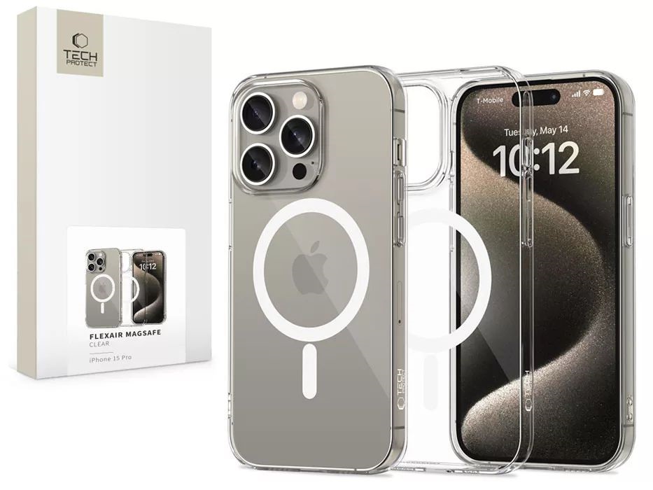 Tech-Protect TP371860 Apple iPhone 15 Pro FlexAir MagSafe átlátszó szilikon tok